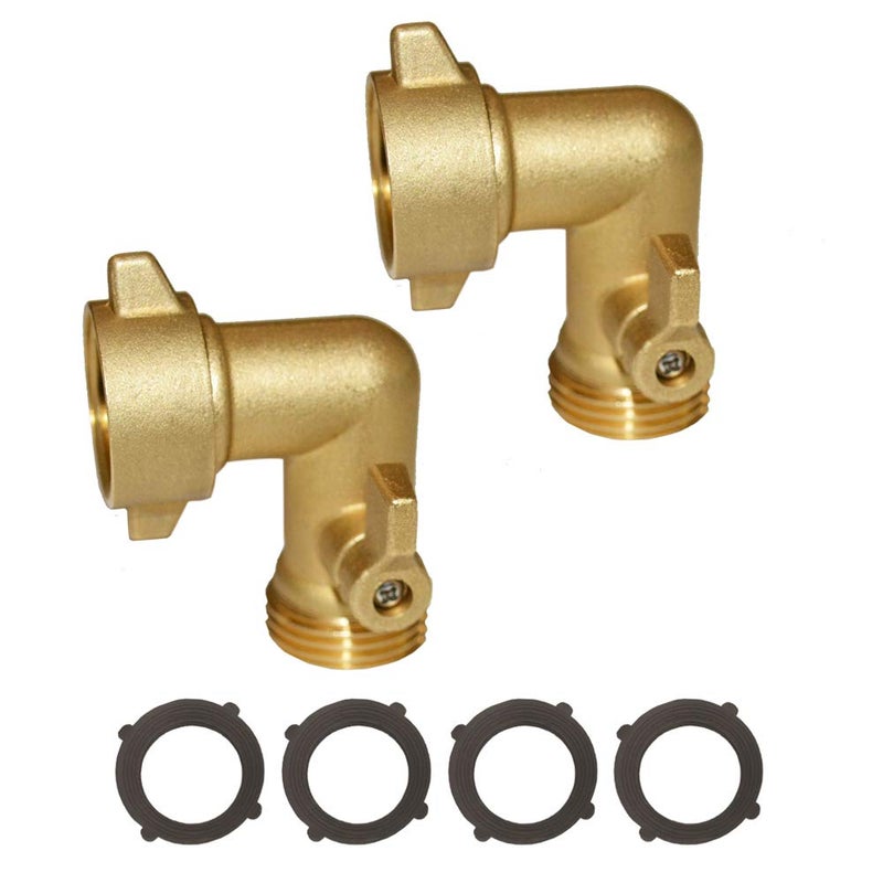 HQMPC 90 Degree Garden Hose Elbow with Shut Off Valve - 3/4" Brass RV Adapter - Image 3
